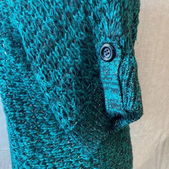 Cato Women Large Short Sleeve Sweater Open Front Roll Tab Decorative Sleeve - Picture 6 of 14